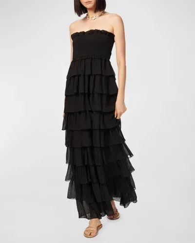 Cami Nyc Stella Strapless Tiered-ruffle Maxi Dress In Black