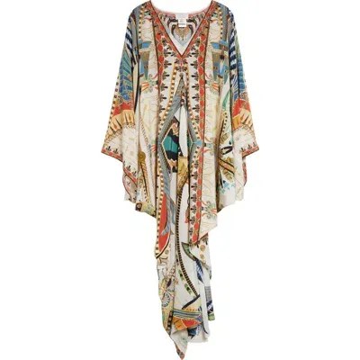 Camilla Silk Cover-up Maxi Caftan In Valley Of The Queens