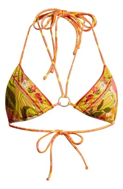 Camilla Flower Child Society Bikini Top In Orange