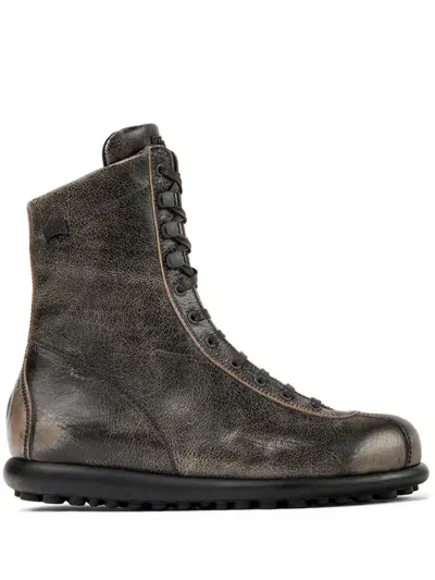 Camper Ariel Lace-up Leather Boots In Grey