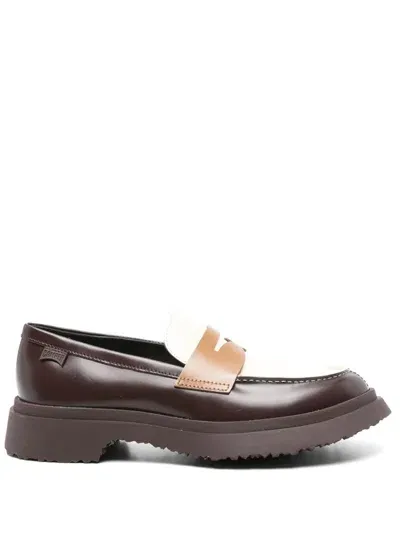 Camper Colourblock Penny Loafers In Brown