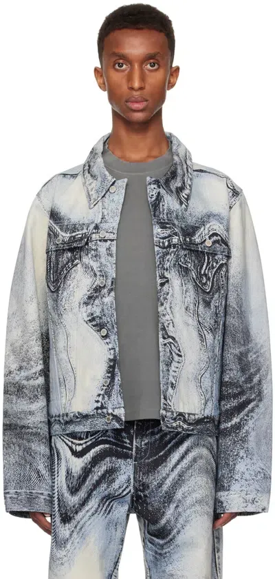 Camperlab Blue Distorted Print Denim Jacket