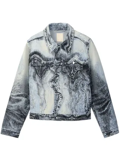 Camperlab Swirl-print Denim Jacket In Blue