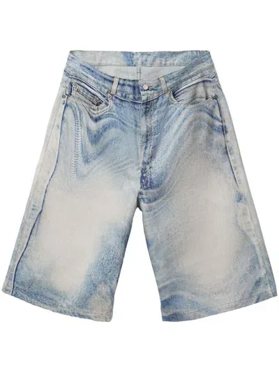 Camperlab Swirl-print Denim Shorts In Blau