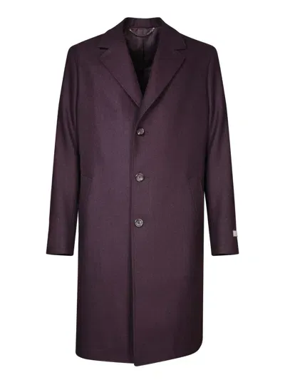 Canali Coats In Burgundy