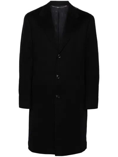 Canali Cashmere Coat In Blue