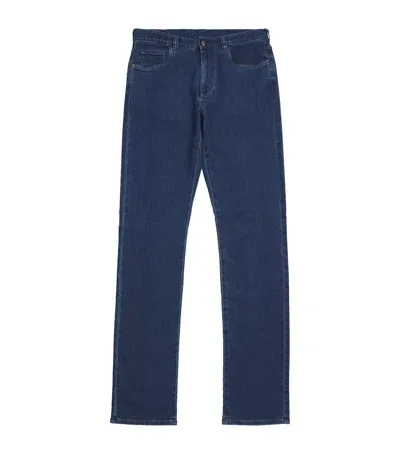 Canali Cotton-blend Slim Jeans In Blue