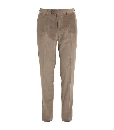 Canali Cotton-cashmere Corduroy Trousers In Beige