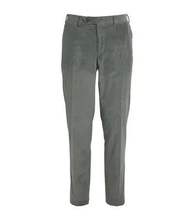 Canali Cotton-cashmere Corduroy Trousers In Green