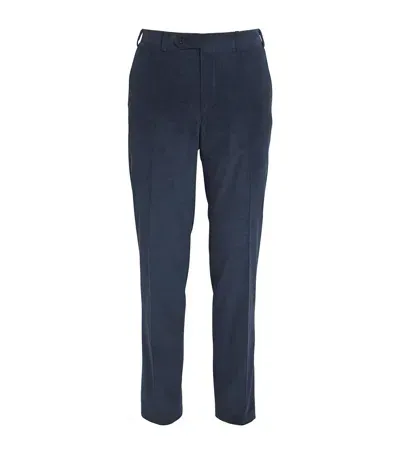 Canali Cotton-cashmere Corduroy Trousers In Navy