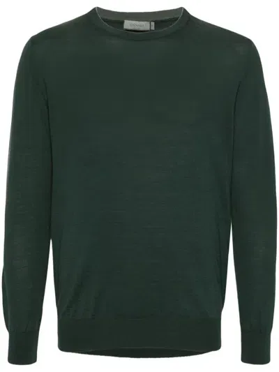 Canali Crew-neck Merino-wool Jumper In Green