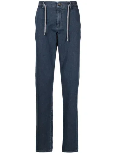 Canali Drawstring Denim Pants In Blue