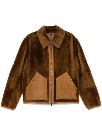 Canali Fur Shirt Jacket In Brown