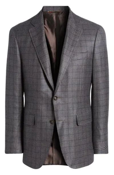 Canali Kei Trim Fit Check Silk & Cashmere Sport Coat In Beige