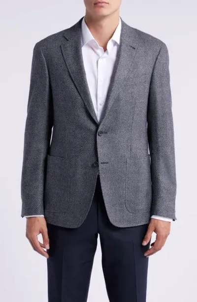 Canali Kei Trim Fit Geometric Textured Wool Sport Coat In Dark Grey