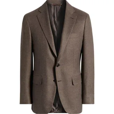 Canali Kei Trim Fit Textured Silk & Cashmere Sport Coat<br /> In Brown