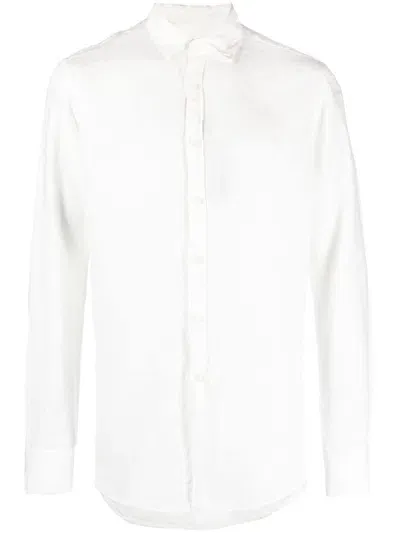 Canali Long-sleeve Linen Shirt In White