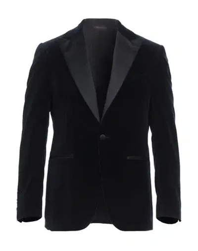 Canali Man Blazer Midnight Blue Size 42 Cotton In Black