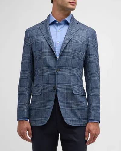 Canali Men's Large Plaid Sport Coat In Lt Blue