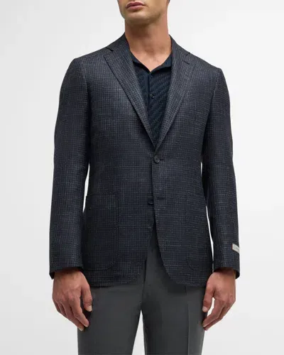 Canali Men's Small Check Sport Coat In Navy