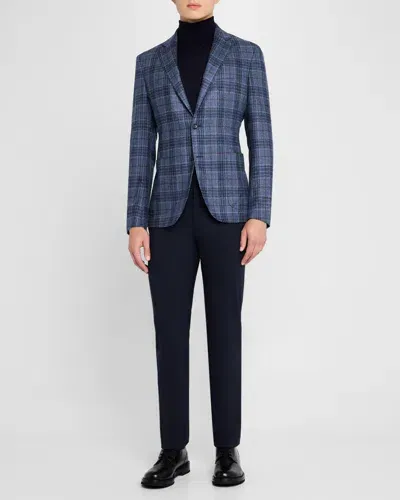 Canali Men's Wool-silk Check Sport Coat In Lt Blue