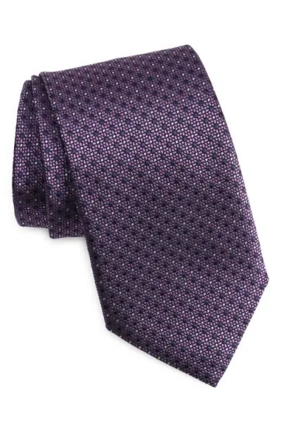 Canali Neat Silk Tie In Purple