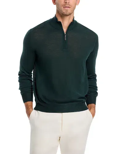 Canali Quarter Zip Wool Sweater In Green