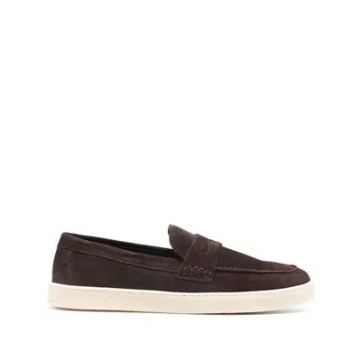 Canali Suede Slip-on Loafers In Brown