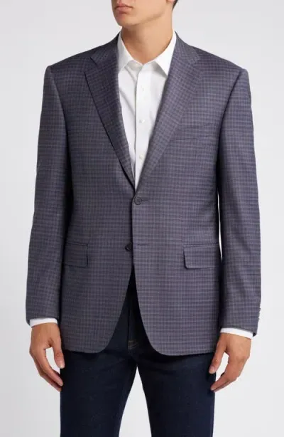 Canali Siena Regular Fit Check Stretch Wool Sport Coat In Purple