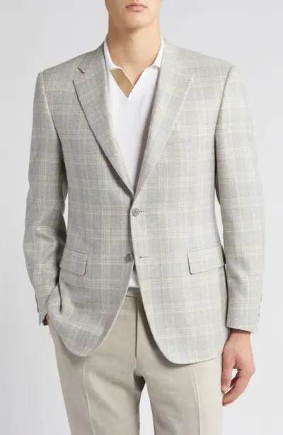 Canali Siena Regular Fit Plaid Silk & Wool Sport Coat In Light Beige