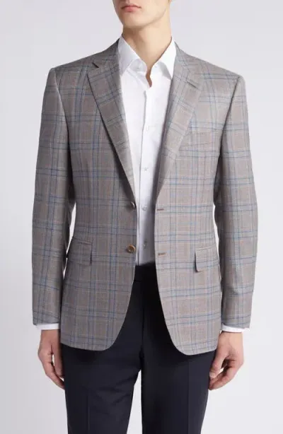 Canali Siena Regular Fit Plaid Wool & Silk Blend Sport Coat In Beige