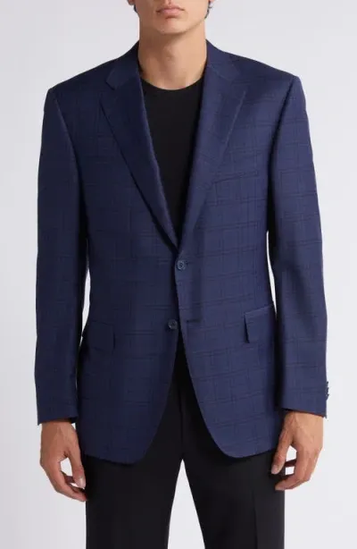 Canali Siena Regular Fit Plaid Wool Sport Coat In Navy