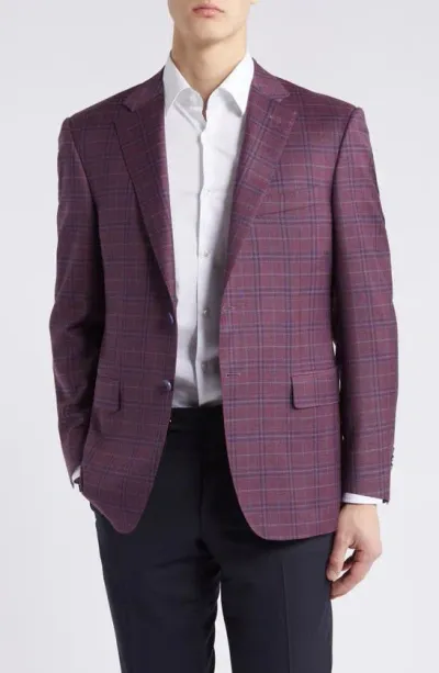 Canali Siena Regular Fit Plaid Wool Sport Coat In Red