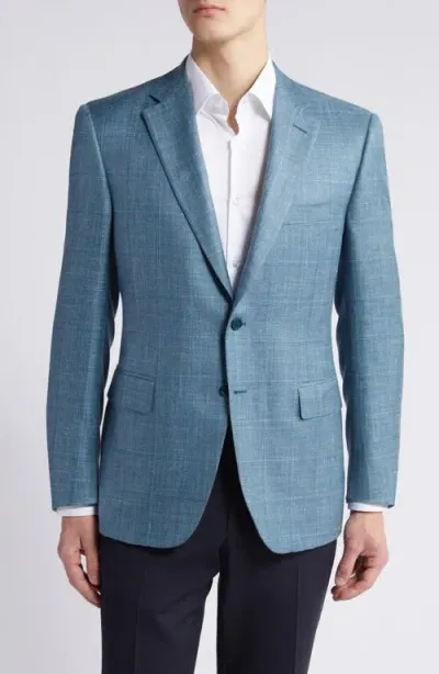 Canali Siena Regular Fit Windowpane Check Wool & Silk Blend Sport Coat In Green