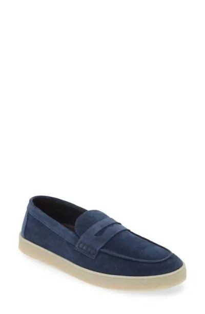 Canali Sneaker Sole Penny Loafer In Blue