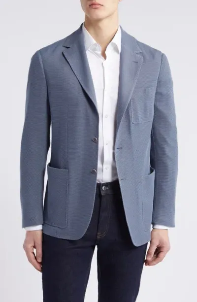 Canali Trim Fit Knit Cotton Blend Sport Coat In Blue