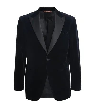 Canali Velvet Single-breasted Evening Jacket In Navy