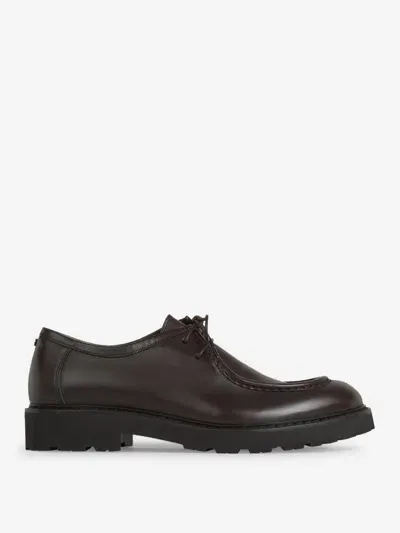 Canali Moc-stitch Leather Brogues In Construction Aug