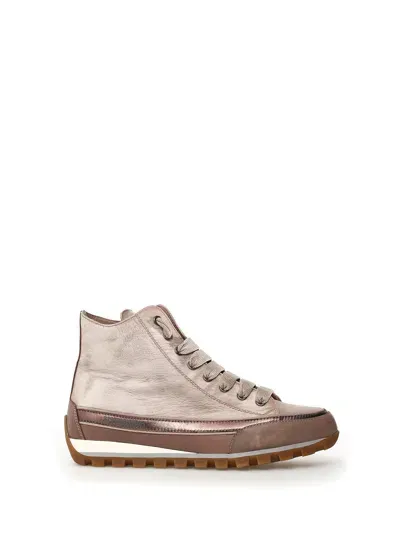 Candice Cooper Beige Nappa Leather High-top Sneaker