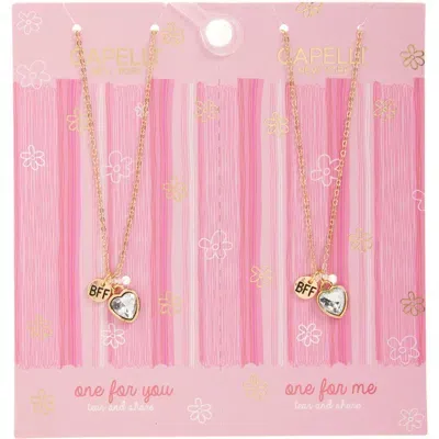 Capelli New York Kids' Bff Heart Necklace Set In Gold