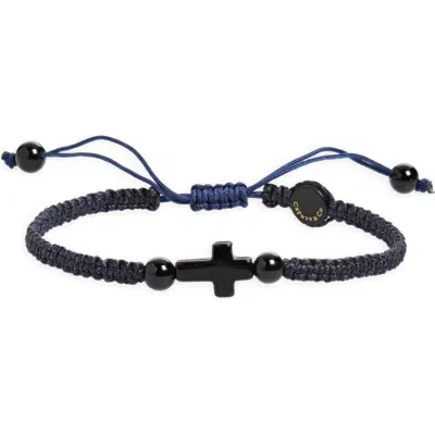 Caputo & Co . Tiger's-eye Cross Macrame Bracelet In Gray