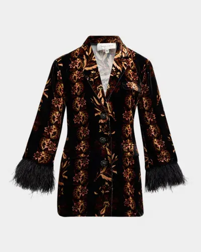 Cara Cara Venezia Floral Silk-blend Twill Jacket In Black Renaissance