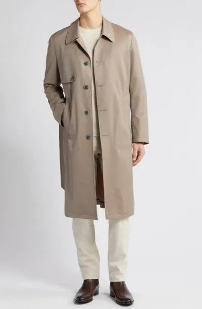 Cardinal Of Canada Water Repellent Wool Coat In Khaki Herringbone