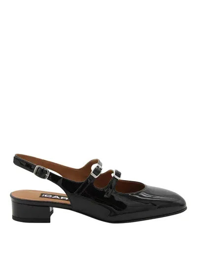 Carel Paris Black Leather Peche Slingbacks In Negro