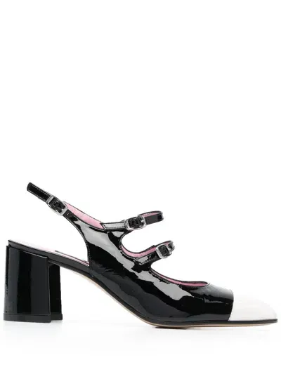 Carel Paris Papaya Patent Leather Ballet Flats In Black