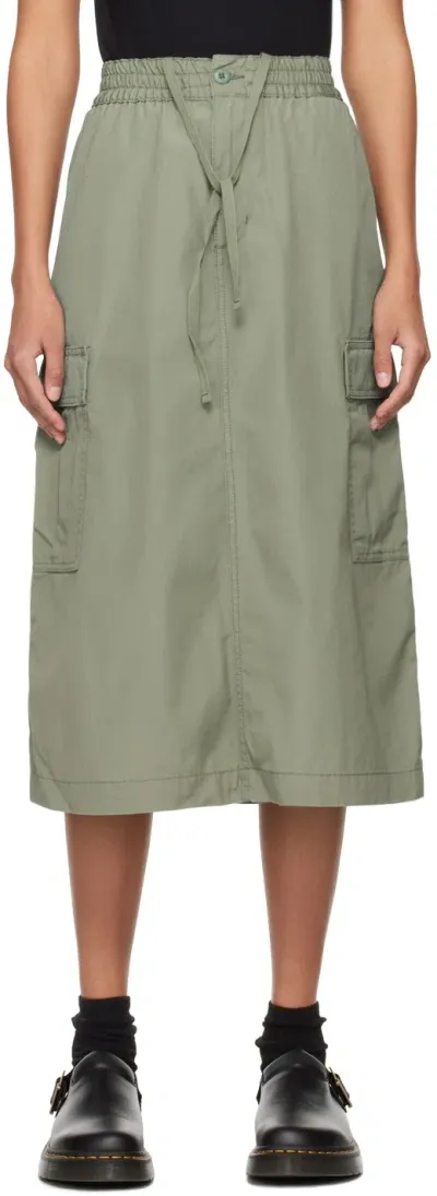 Carhartt Green Jet Cargo Midi Skirt In Park Rinsed