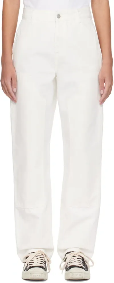 Carhartt White Pierce Double Knee Trousers In Wax