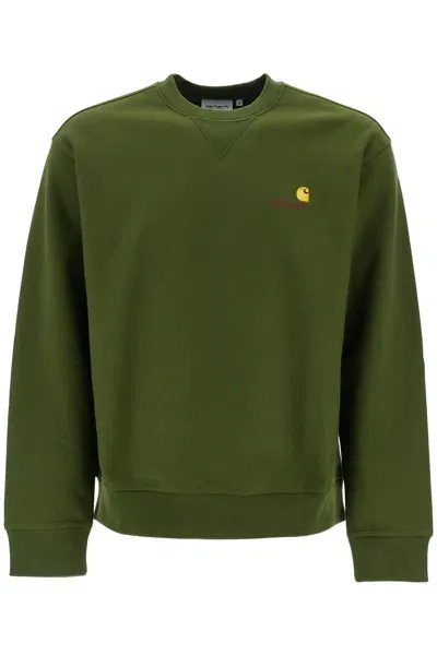 Carhartt Wip American Script Crewneck Sweatshirt In Green