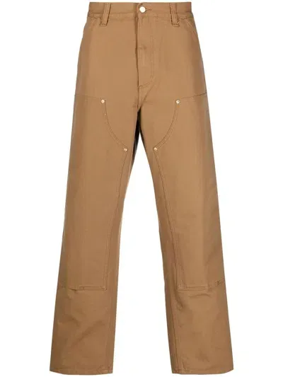 Carhartt Wip Main Double Knee Organic Cotton Trousers In Gold