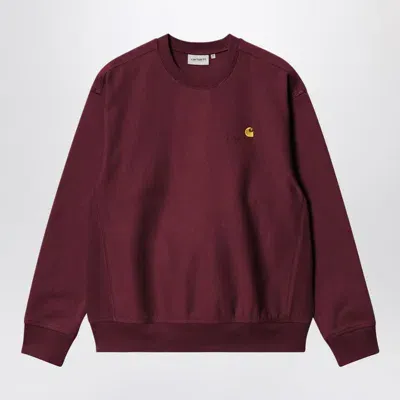 Carhartt Wip Malbec Coloured W American Script Sweatshirt In Burgundy